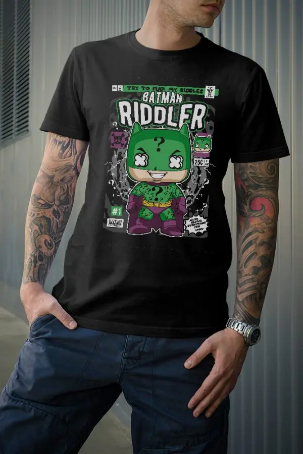 01 tshirt batman riddler noir T-shirt Batman Riddler